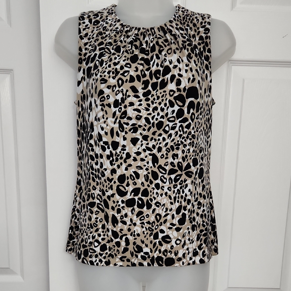 Calvin Klein Animal Print Sleeveless Shell, S